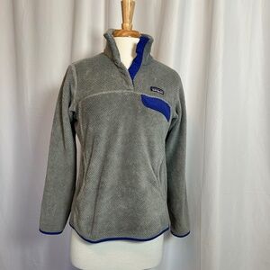 PATAGONIA WOMEN'S RE-TOOL SNAP-T PULLOVER IN GRAY AND BLUE - SIZE MEDIUM